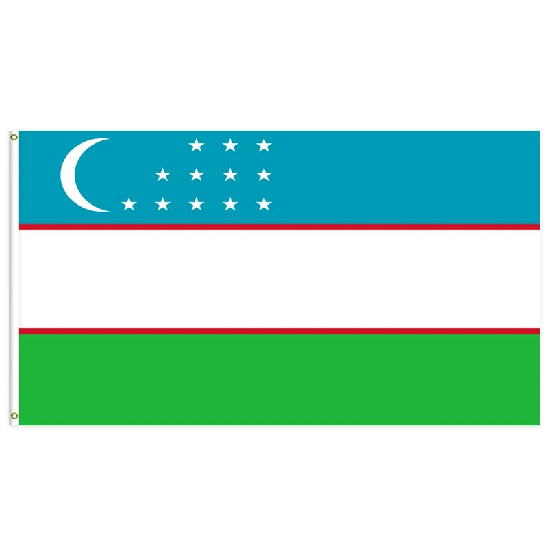 High-quality Uzbekistan 3X5FT Polyester Flag Festival Fans Fan Flag Support Customization of Various Flags