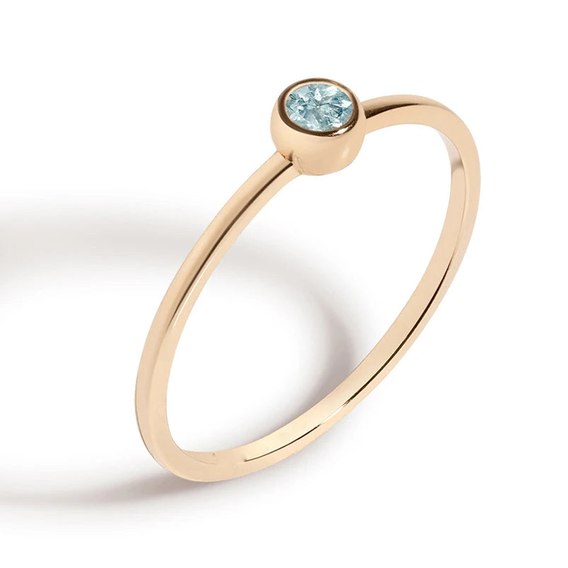 Gemnel Delicate Recycled Sterling Silver 18k Gold Vermeil Diamond Gemstone Thin Band Rings