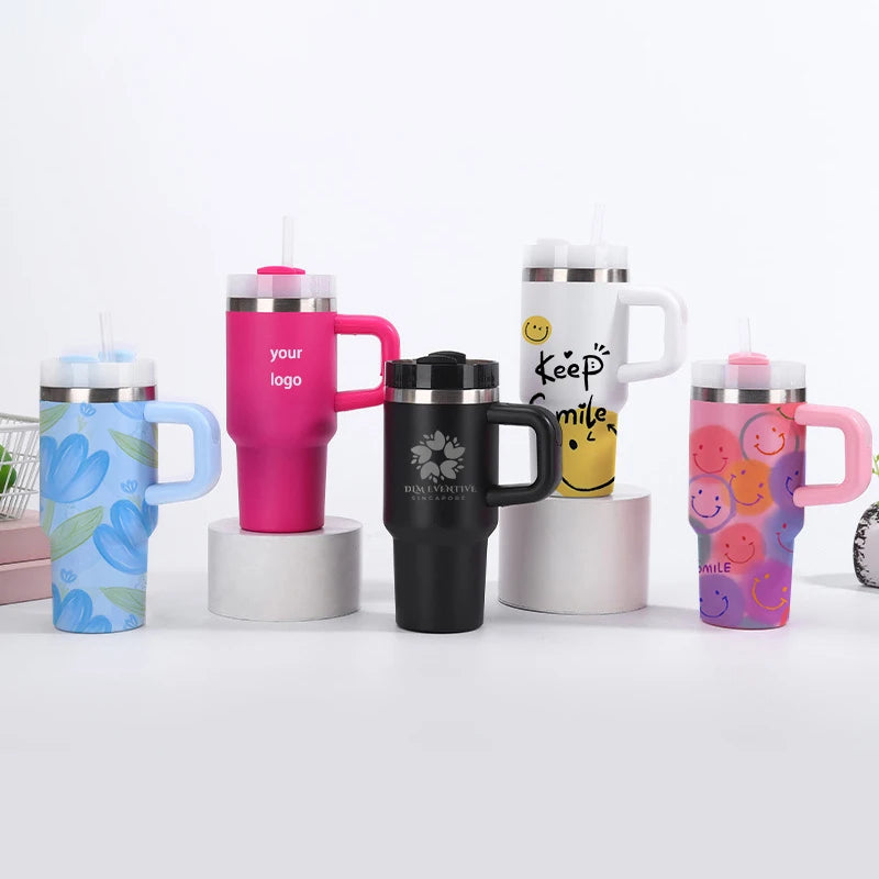 Personalized Gift Kids 14 oz Insulated Tumbler Travel Coffee Mug Stainless Steel Vacuum Milk Cup Leak Proof Double Wall Handgrip MegaBDM