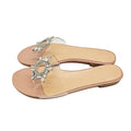 Plus Size New Style Round Toe Clear PVC Crystal Flat Sandals Slip on Women Shoes Transparent Slippers