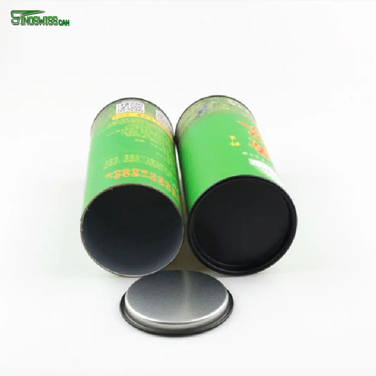 Wholesale Custom Logo Recyclable Craft Paper Tea Snack Canister Metal Cover Lid Reusable Vanishing Printing Food Grade Easy Peel