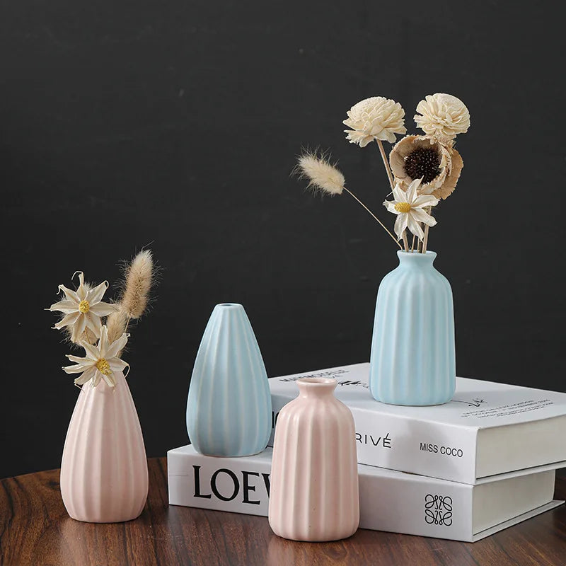 Nordic Vintage Ceramic Vase Modern Simple Design for Home Office Small Size Dry Flowers Insertion Cross Border Hair Agency