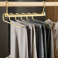 Wholesale 6-in-1 Aluminum Alloy Women's Pants Hanger With 6 Layers Metal Clips for Supermarket Use Clothes Hanging