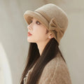 Rolled Edge Bow Wool Fisherman Hat for Women Fall/Winter Light Luxury Warm Gift Hat