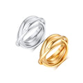 Fine Fashionable Gold Plated Vintage Triple Band Interlocked Rolling Ring Spinner Fidget Stainless Steel Ring