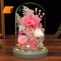 Wholesale Carnation with LED Light Preserved Flowers Galaxy Rose in Glass Dome Artificial Flower Christmas Valentine's Day Gifts