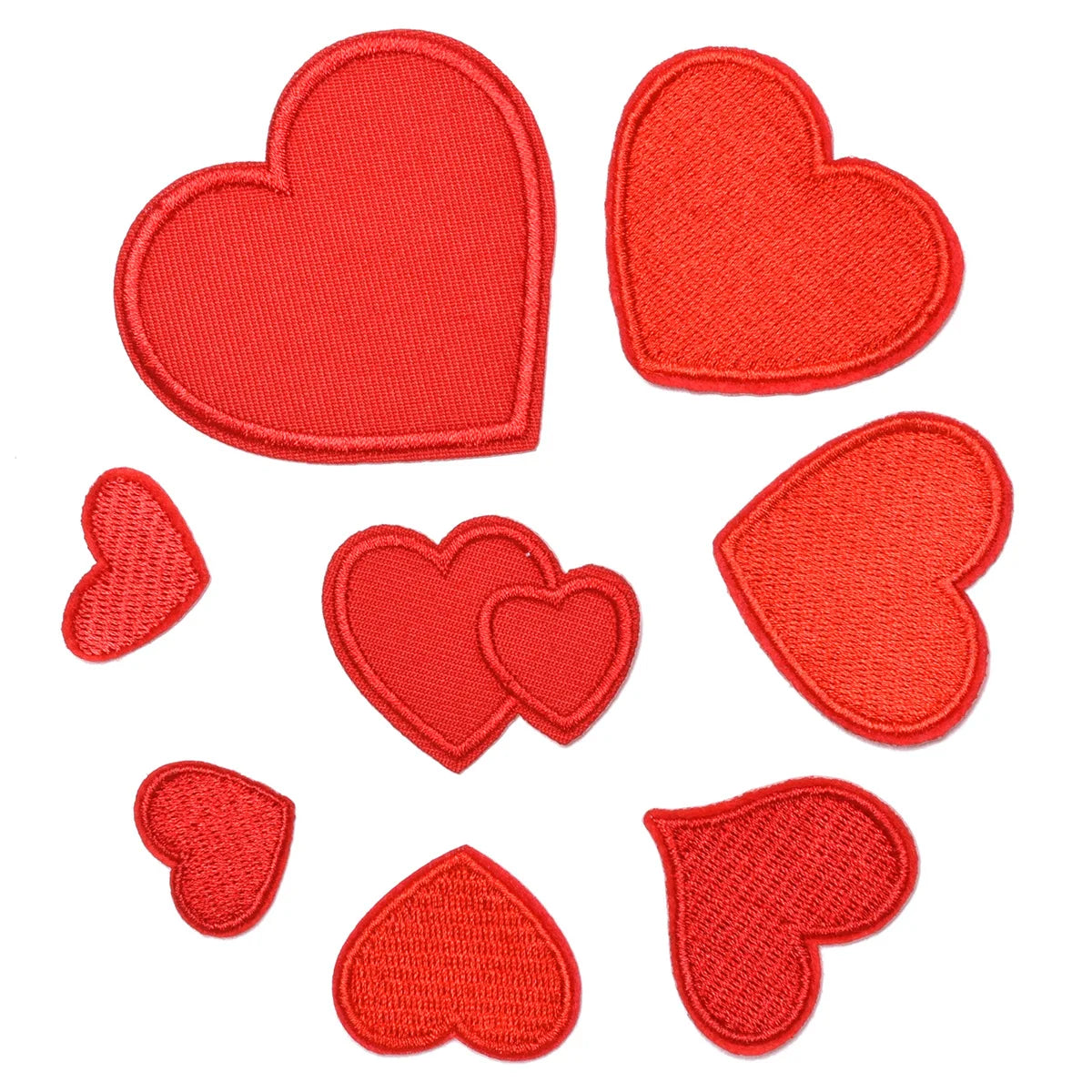 Love Heart Shape Chenille Iron-on Eco-Friendly Embroidered Applique Red Heart Patch with Sequins for T-shirts Hats