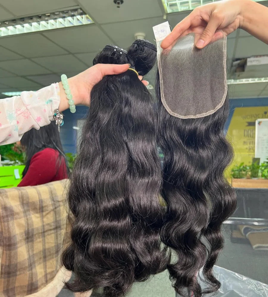 Hot Selling Hair Bundles Cambodian Indonesia Raw Hair Wholesale Raw Unprocessed Raw Human Hair with hd 2*6 Closure Burmese Curly