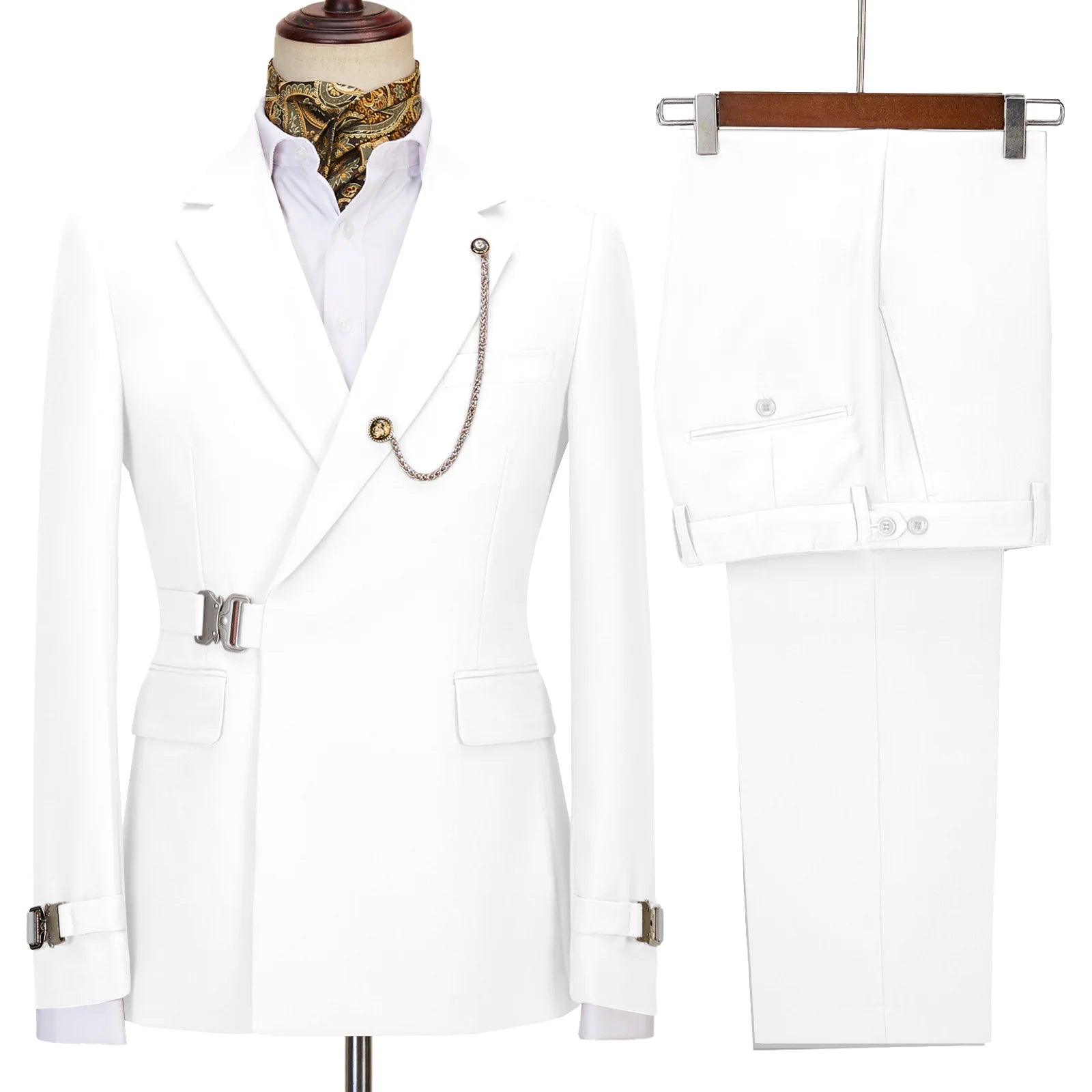 Men's Single-Breasted Slim Business Suit Two-Piece Wedding Banquet Bridegroom and Best Man Outfit Breathable Design