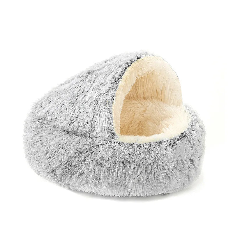 Universal Winter Warm Semi-Enclosed Cat Bed Cave Fashion Solid Plush Felt Material Cats Nest Kennel Soft Mats for Cats Dogs MegaBDM