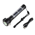 Magnetic USB Rechargeable Torch Light Emergency Long Range LED Flashlight with SOS Light Hammer Cutter Magnet Alarm Compass