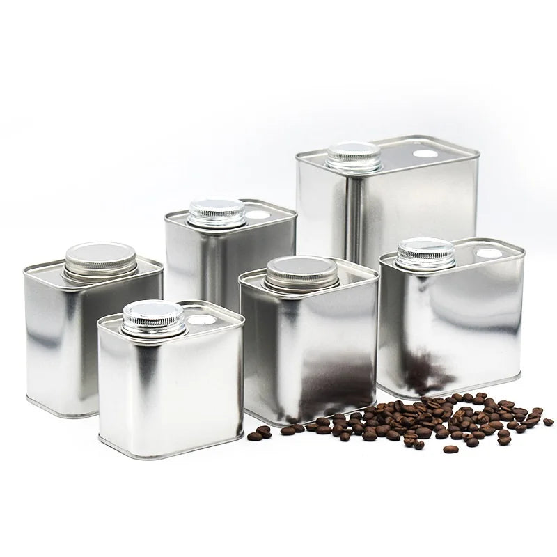 Rectangle Double-Lid Metal Tinplate Canister for Kitchen Tea Coffee Olive Oil Chewing Gum Packaging Snacks Food Storage