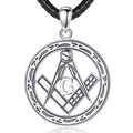 Retro Design 925 Sterling Silver Hollow Believer AG Carved Freemason Masonic Necklace for Men or Women