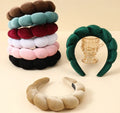 Velvet Wholesale Makeup Skin Care Spa Puffy Hairbands sponge Headbands for Women