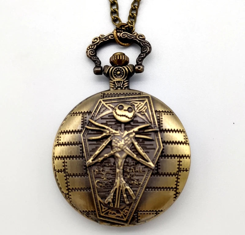 Quartz Bronze Nightmare Pocket Watch Vintage Clock Men Women Necklace Chain Pendant Fob Pocket Watch