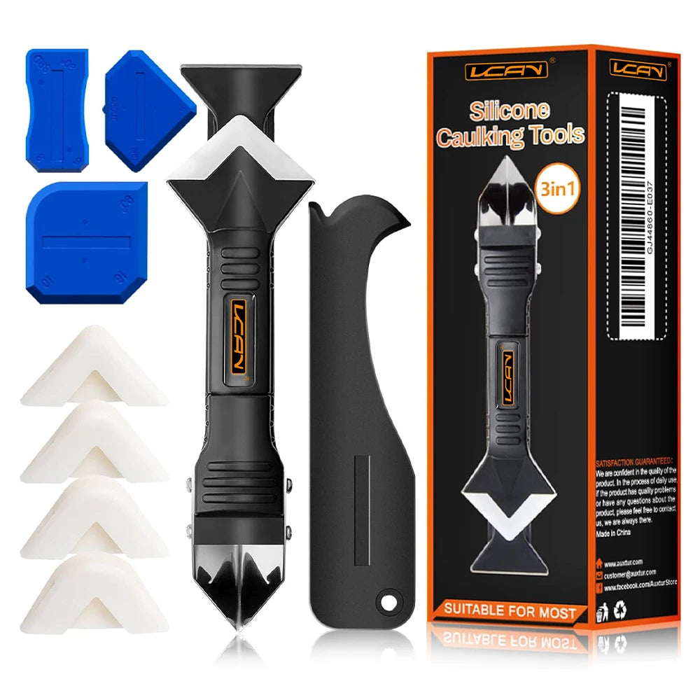 3 in 1 Silicone Caulking Tools With 4 Pcs Sealant Finishing Tool Grout Remove Scraper for Kitchen Floor Window Sink Joint Seal