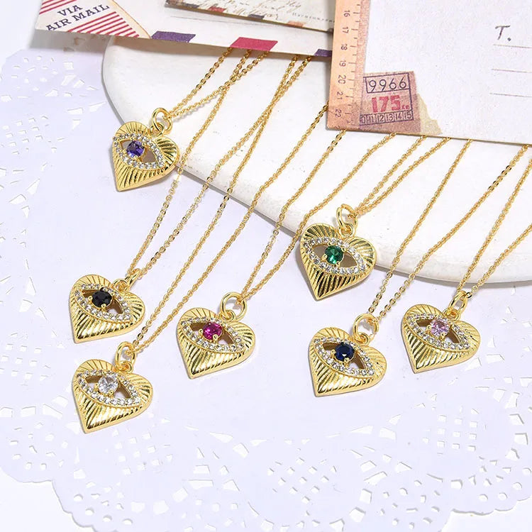 NZ1464 18k Gold CZ Evil Eyes Turkish Evil Eyes Protection Talisman Nazar Amulet Talisman Necklace Jewelry