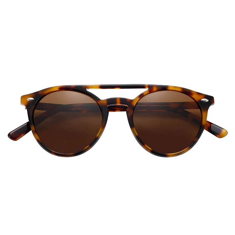 High Quality Retro Mazzucchelli Acetate Double Bridge Sunglasses for Men Women Comfortable Polarized Lenses Yellow Pink Gray Tac
