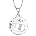 Customizable Engraved Message 925 Sterling Silver Elephant Design Pendant Necklace with Cubic Zirconia