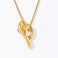 Fashion 18k Gold Plated Stainless Steel Irregular Textured Cast Pendant Necklace