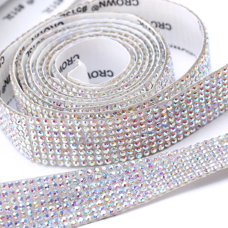 Hot-Selling 8rows Adhesive Rhinestone Strip Tear-Off DIY Self-Adhesive Clothing Accessories Rhinestones