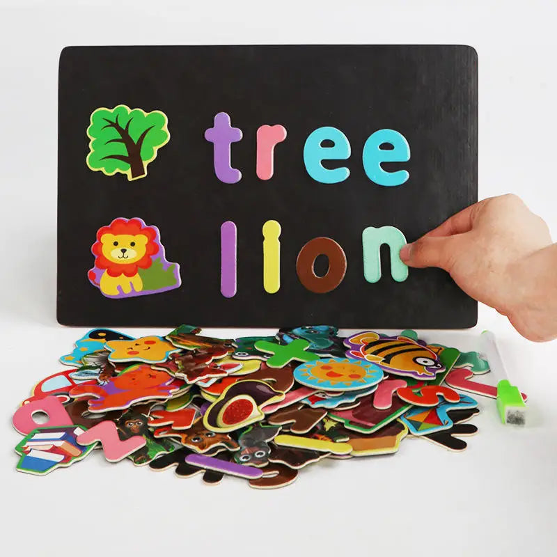 Wholesale Montessori Children's Wood Letter Puzzle Drawing Board Game Educational Alphabet Learning Activity Toys for Boys Girls