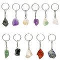 Healing Irregular Raw Gemstone Keychain Natural Mixed Quartz Rough Crystals Raw Stone Crystal Keyrings