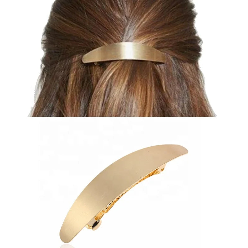 Fashion Simple Metallic Hairclip Hair Grips Irregular Smooth Plain Spring Hair Clip Metal French Barrettes