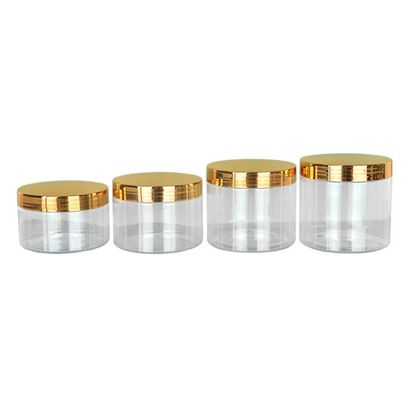 OEM Luxury Empty Cosmetic Containers Lid PET Skin Care Bottles Cream Jar Biodegradable Packaging Plastic Gold White 150ml
