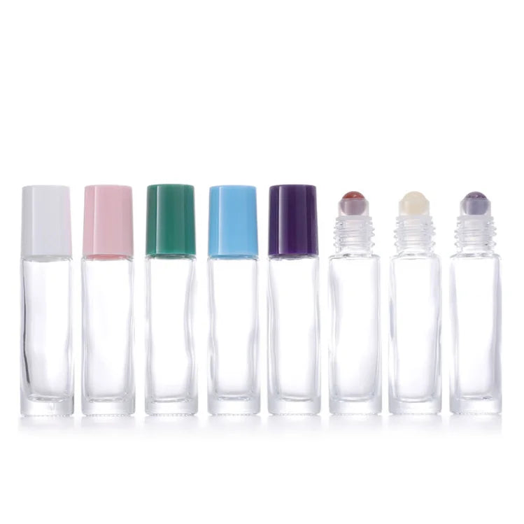 Wholesale Round Essential Oil Cosmetic Packaging 10ml Transparent Glass Perfume Oil Roll on Roller Bottle