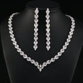 Luxury Shining Horse Eye Zircon Choker Jewellery Long Necklace Clavicle Chain Earring Set Wedding Bridal Jewelry Sets Wholesale