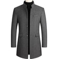 Autumn Winter New Fashion Men's Woolen Overcoat Turn-Down Collar Solid Color Simple Plus Size Long Casual Coat