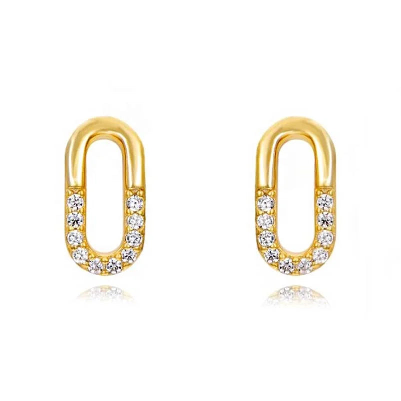 Gemnel Simple Style Geometric Jewelry Non Tarnish 925 Silver O Shape Synthetic Zircons Girls Stud Earrings