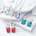 Fashion 925 Sterling Silver Jewelry Sets Earring Necklace Set for Wedding Jewelry Flower Bridal Women Colorful Crystal Stone