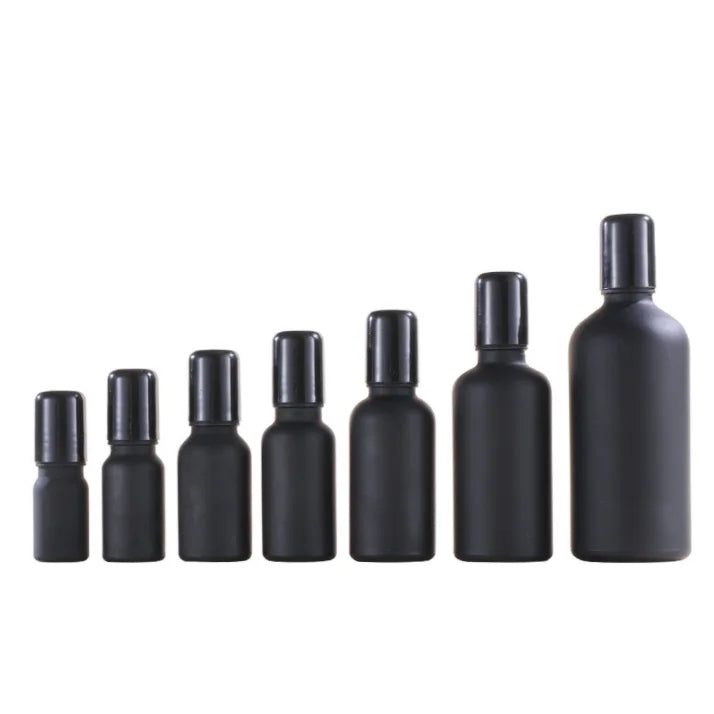 15ml 30ml 50ml 100ml Glossy Black Matte Black Essential Oil Roll on Glass Bottle Eye Care Cosmetic Packaging