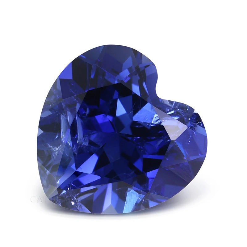 Cadermay Wholesale Price Heart Shape Lab Grown Sapphire 33# Tirafa Synthetic Blue Sapphire Stones 4*4mm~14*14mm in Stock