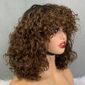 Super Double Drawn #1B4 Colour Wig Without Glue Vietnamese Hair12Inch Luxury Curly Cheap Factory Made Bob Wigs Vendor