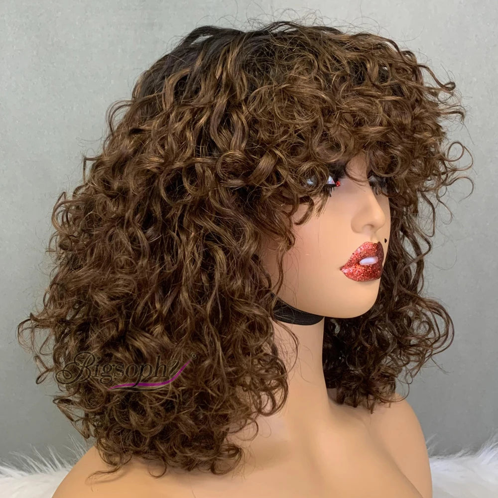 Super Double Drawn #1B4 Colour Wig Without Glue Vietnamese Hair12Inch Luxury Curly Cheap Factory Made Bob Wigs Vendor