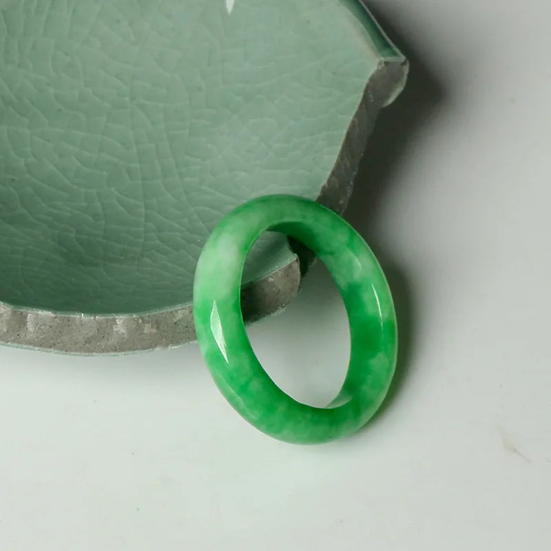 High Quality Wholesale Round Natural Stone Jade Ring  Hand Carved Crafts Gifts  Jade Ring Jewelry