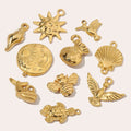 Beimai OEM Classic 18K Gold Plated Charms for Jewelry Making Shell Shark Conch Bird Waterproof Stainless Steel DIY Pendant