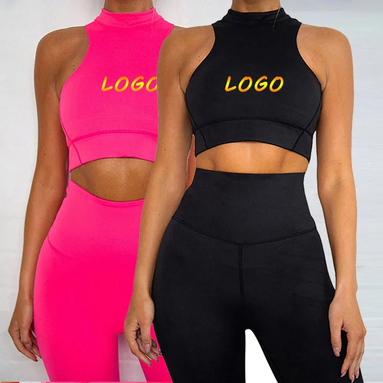 Women's 2-Piece Yoga Set Breathable Sweat-Wicking SMART FABRIC Sportswear Jogging Leggings Short Sleeve Fitness Activewear