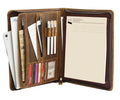 A4 PU Leather Zipper Full Grain Leather Binder Business Resume Card File Folder Customized Leather Presentation Portfolio