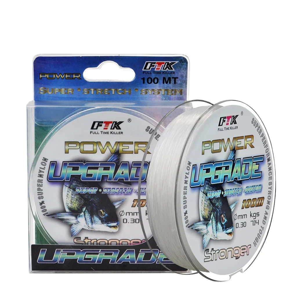 FTK Ready Stock OEM Cheap Nylon Line 100M Nylon Coated Wire Fishing Line Monofilament Line