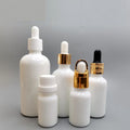 Luxury 10ml-100ml White Glossy Glass Essential Oil Bottle with Screw Cap White Porcelain Jar Dropper Luxury Cosmetic Containers