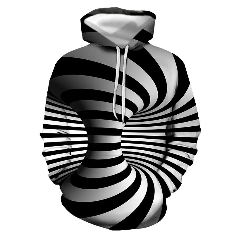 Unisex 3D Sublimation Hoodie Manufacture Wholesale 100% Polyester Winter Dizzy Geometric Pattern Fitness Graphic for Spring