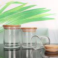 Professional Supplier Private Label Mini Small Transparent Clear Empty Glass Candle Jars With Bamboo Wooden Lids