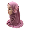 Beautiful Instant Hijab for 2-7 Years Old Muslim Girls Pull-On Amira Islamic Scarf Head Wrap Turban Shawl for Autumn