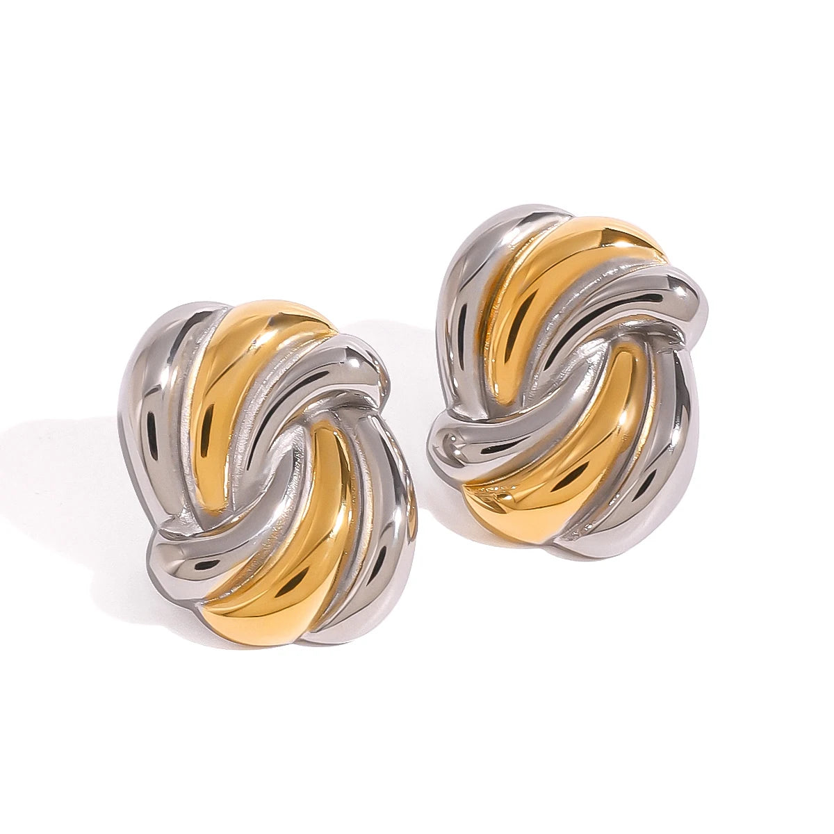 J&D Trendy Summer Style 18k Gold Stainless Steel Ocean Wave Color Block Earrings