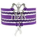 Love Faith Believe Hope Be Brave Cure Beat Lupus Awareness Fighter Survivor Lupus Mom Purple Ribbon Charm Leather Bracelet