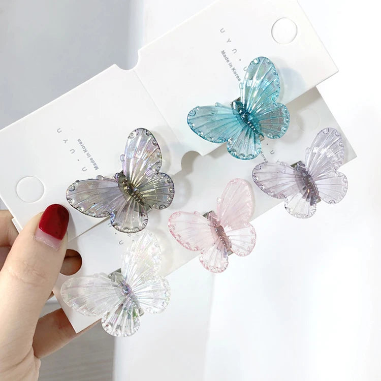 Wholesale Mini Hairpin Crystal Clip Colorful Butterfly Design Sweet Korean Style Headwear for Women